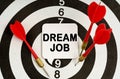 There is a sign on the target that says - DREAM JOB