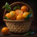 There are only a small number of oranges contained within the basket. AI