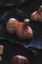 There are some fresh purple garlic on the table Royalty Free Stock Photo