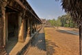 There is a stone palace in the ancient city of Angkor.