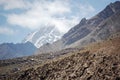 There is a tall, magnificent and beautiful snow mountain in the distance Royalty Free Stock Photo