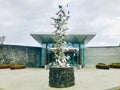 Auckland Botanic Garden. Metal art sculpture in front of the entrance o