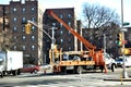 Traffic light repairing replacement city cross road Royalty Free Stock Photo