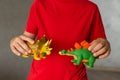 A child plays with animal figures Royalty Free Stock Photo