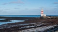 The old GarÃÂ°skagi Lighthouse on Reykjanes peninsula in Iceland