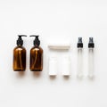 There are two small white cylindrical bottles, possibly for creams Royalty Free Stock Photo