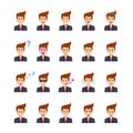 Businessman Face Expressions Flat Vector Icons Set