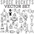Space Rockets Vector Set with rocket ships of all shapes and sizes.