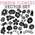 Fandom Flowers Vector Set with flowers and leaves of all kinds.