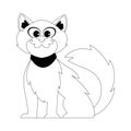 There is a very adorable and amusing cat with reddish fur sitting right there. Childrens coloring page.
