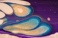 Retro abstract background in purple, metallic blue, glittering gold, and white with very 60`s and 70`s vibe.