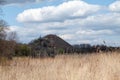 There is waste heap in middle of autumn steppe