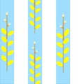 There are wonderful willow twigs.The background is made of light blue and white stripes.