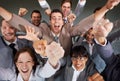 Theres nothing better than the feeling of success. Top view of a group of young business executives celebrating together Royalty Free Stock Photo