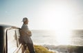 Theres something calming about a day at the coast. a young man on a road trip along the coast.