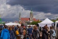 Theresienwiese, munich, germany, 2019 april 27: Jumble sale flea market in bavaria at the theresienwiese in munich with the st