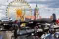 theresienwiese, munich, germany, 2019 april 27: St Paul church with ferris wheel in the background from the flea market in bavaria