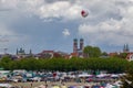 theresienwiese, munich, germany, 2019 april 27: view over the Jumble sale, flea market in bavaria at the theresienwiese in munich