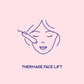 Thermage face lift. Cosmetology concept. Facial laser hair removal, depilation