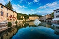 Thermal bath town of Bagno Vignoni, Italy during sunrise. Old thermal baths in the medieval village Bagno Vignoni, Tuscany, Italy