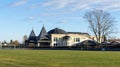 Thermal baths and spa center scenic building in a sunny winter day, Szigetvar, Hungary