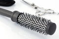 Thermal brush and scissors for hair Royalty Free Stock Photo