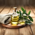 Spa concept for relaxation, aromatizing oils, image created with AI