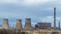 Thermal Coal Power plant chimney blue sky