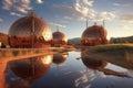 thermal energy storage tanks at a solar power plant Royalty Free Stock Photo