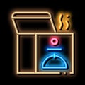 thermal food box neon glow icon illustration