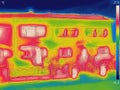 Thermal image of a family house where heat loss is seen Royalty Free Stock Photo