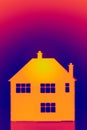 Thermal Image Of Model House Showing Heat Loss And Energy Efficiency Royalty Free Stock Photo