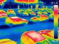 Thermal image showing parked cars Royalty Free Stock Photo