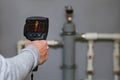 Thermal imager camera inspection. Recognition of the temperature of the heating system during construction and planning Royalty Free Stock Photo