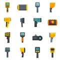 Thermal imager icons set flat vector isolated Royalty Free Stock Photo