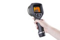 Thermal imager isolated on a white background. Monitoring the temperature distribution of the investigated surface. Thermal Royalty Free Stock Photo