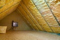 Thermal insulation of the attic in the house Royalty Free Stock Photo