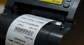 Thermal Label Printer Printing Barcode Label for Product Shipping Royalty Free Stock Photo