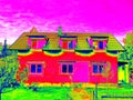 Thermal leaking  measurement of renewal family house. Low heat emmision Royalty Free Stock Photo