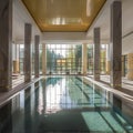 Thermal pools in the SPA interior with ceiling lighting, thermal water supports the healing process and strengthens the immune Royalty Free Stock Photo