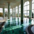 Thermal pools in the SPA interior with ceiling lighting, thermal water supports the healing process and strengthens the immune Royalty Free Stock Photo