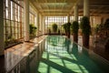 Thermal pools in the SPA interior with ceiling lighting, thermal water supports the healing process and strengthens the immune Royalty Free Stock Photo