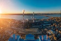 Thermal power plant. Aerial view from drone of large industrial area Royalty Free Stock Photo