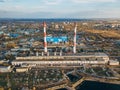 Thermal power plant. Aerial view from drone Royalty Free Stock Photo