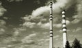 Thermal power plant black and white Royalty Free Stock Photo