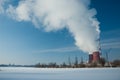 Thermal power plant. Environment and air pollution. Royalty Free Stock Photo