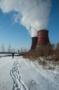 Thermal power plant. Environment and air pollution. Royalty Free Stock Photo