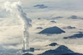 Thermal power plant in foggy landscape