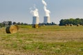 Thermal power plant with green field Royalty Free Stock Photo