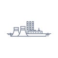 Thermal power plant line icon. Thermoelectric power station - energy generation concept. Vector linear illustration on